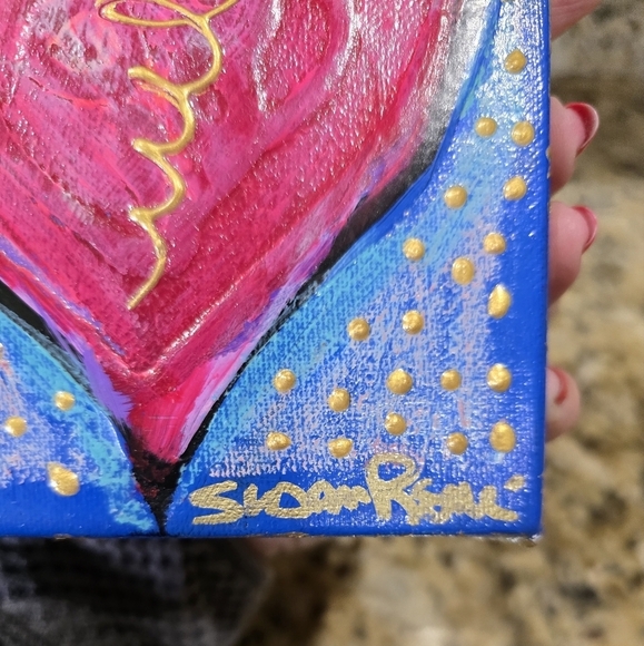 Susan Rene Original Signed Canvas Art Small Heart Set (3) 5x5 - Picture 8 of 9